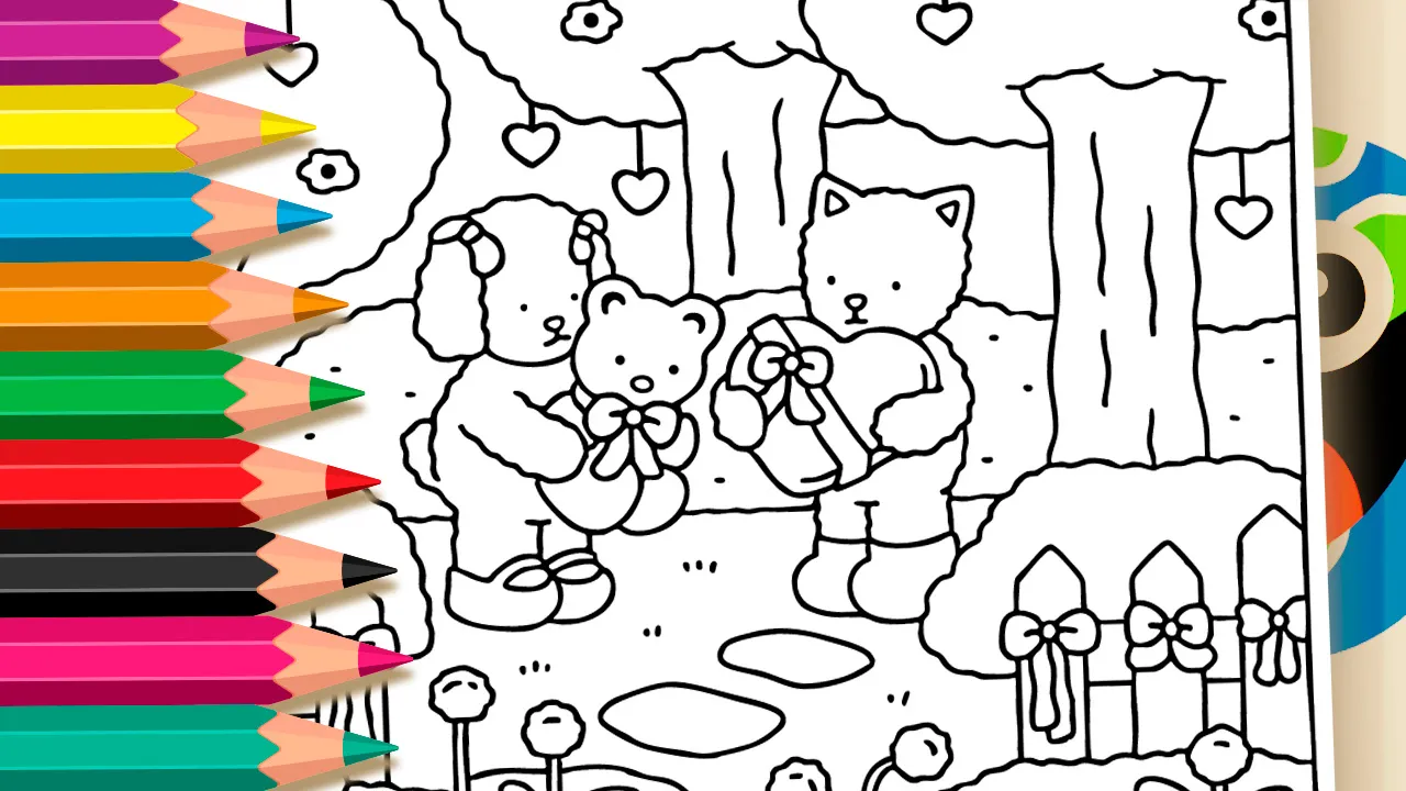 Desenho Presentes Namorados Estilo Bobbie Goods para Colorir