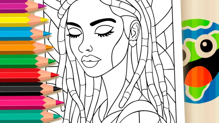 Desenho de Mulher Negra Mosaico para Colorir: Pinte Online ou Imprima em Alta Qualidade