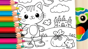 Desenho para colorir Desenho do Gato de Botas para Colorir: Pinte Online ou Imprima em Alta Qualidade