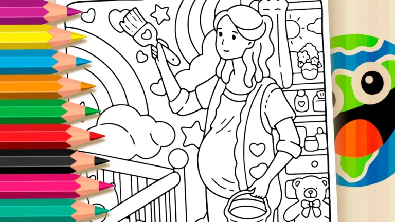 Desenho de Pintando o Quarto do Bebê para Colorir: Crie Online ou Imprima o PDF