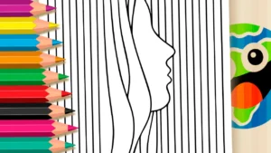 Desenho para colorir Desenho de Rosto Através da Cortina para Colorir: Relaxe Pintando Online ou Imprima o PDF