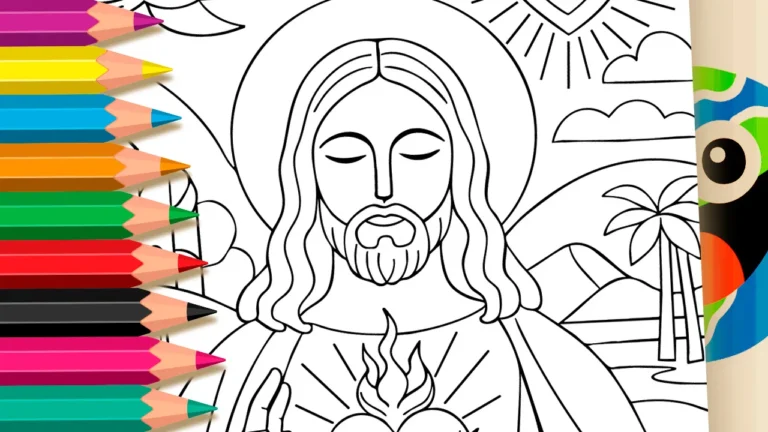 Sagrado Coração de Jesus para Colorir: Pinte Online Agora ou Imprima em Alta Qualidade