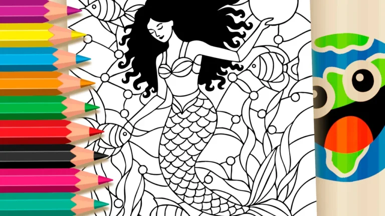 Mosaico Sereia do Fundo do Mar para Colorir: Pinte Online ou Imprima em Alta Qualidade