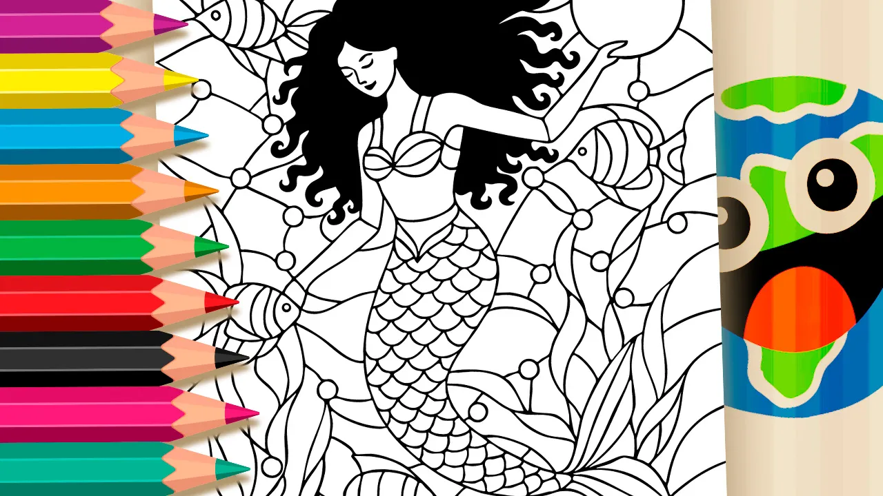 Mosaico Sereia do Fundo do Mar para Colorir: Pinte Online ou Imprima em Alta Qualidade