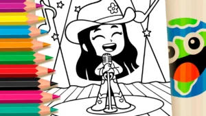 Desenho para colorir Desenho da Boiadeirinha Ana Castela Cantando para Colorir