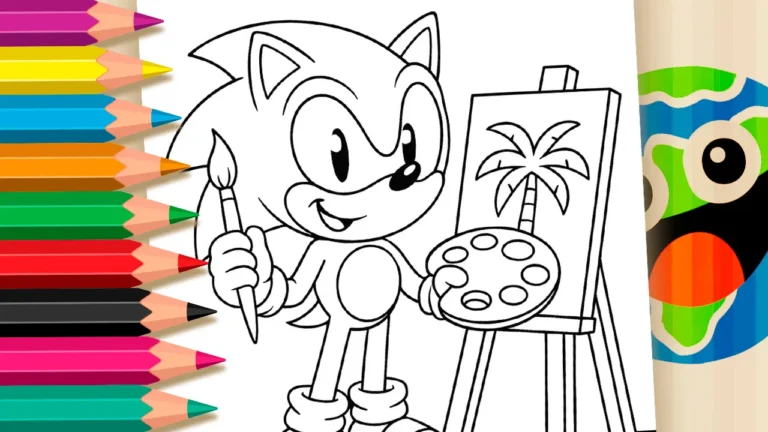 Desenho Sonic Pintando um Quadro para Colorir