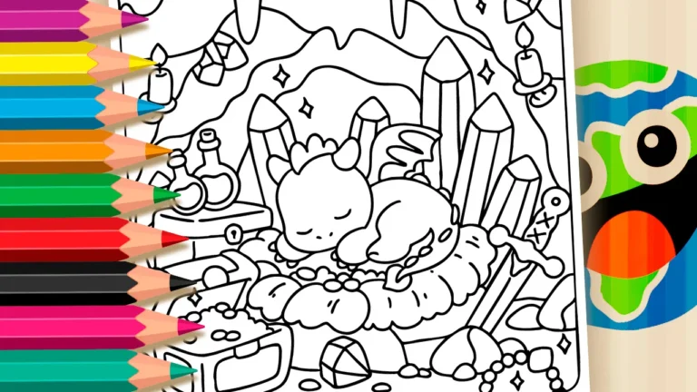 Desenho para colorir Desenho de Dragãozinho Guardião do Tesouro para Colorir