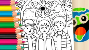 Desenho para colorir Turma do Stranger Things para Colorir e Imprimir: Pinte Online com Cores Mágicas
