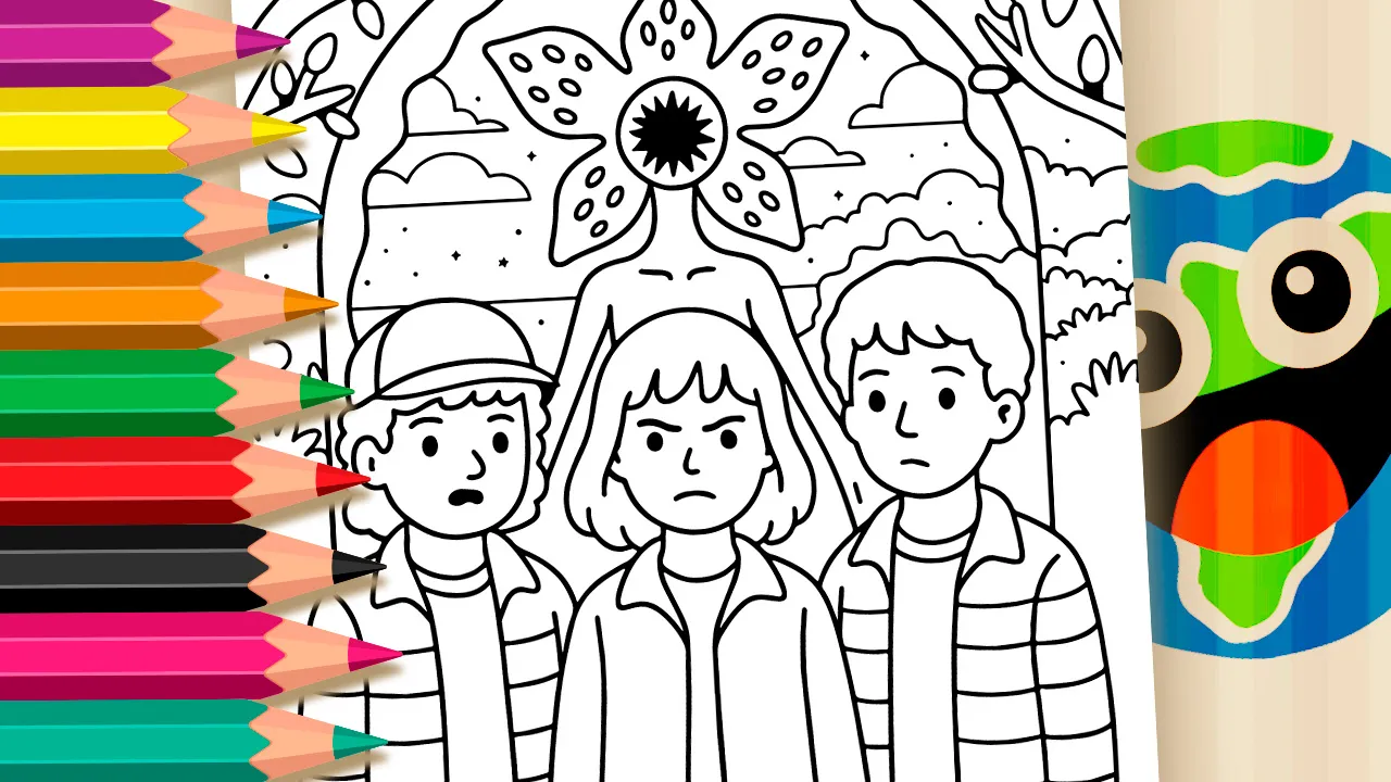 Turma do Stranger Things para Colorir e Imprimir: Pinte Online com Cores Mágicas