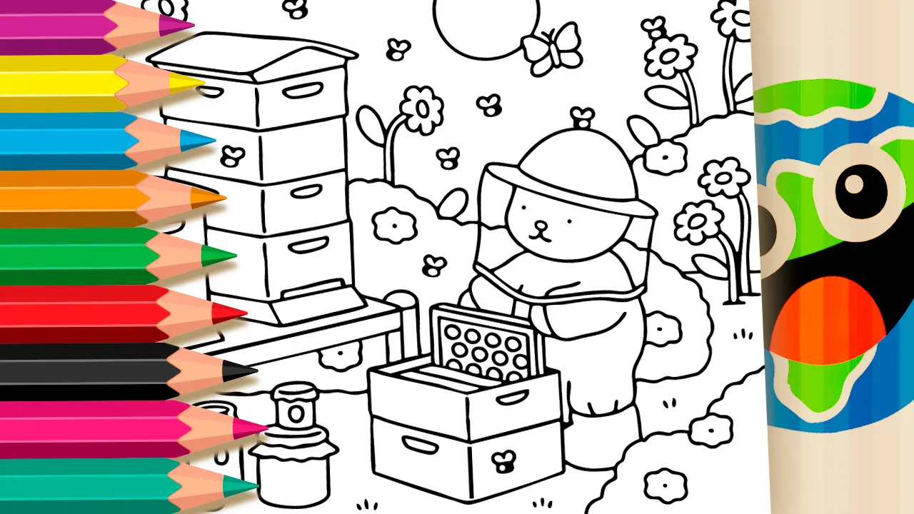 Desenho Criação de Abelhas Estilo Bobbie Goods para Colorir