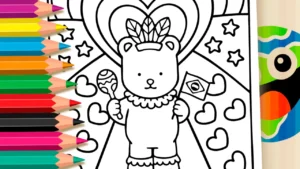 Desenho para colorir Ursinho Fofo no Carnaval do Brasil para Colorir: Pinte Online ou Imprima em Alta Qualidade