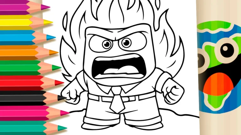 Desenho para colorir Raiva de Divertidamente para Colorir: O Personagem Estourando de Fúria