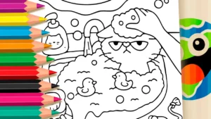 Desenho para colorir Desenho de Gato Fofo Chateado para Colorir: Pinte Online ou Imprima PDF