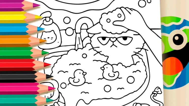 Desenho de Gato Fofo Chateado para Colorir: Pinte Online ou Imprima PDF