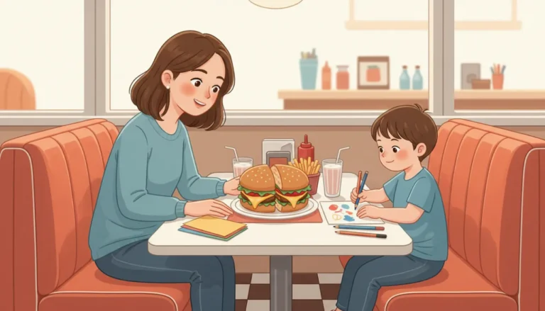 Hambúrguer suculento no balcão de uma lanchonete aconchegante, lembrando encontros rápidos e gostosos.