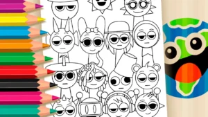Desenho para colorir Sprunki para Colorir e Imprimir: Pinte a Turma Musical Online