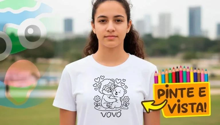 Desenho para colorir e personalizar: Camiseta Personalizada Amor de Vovó para Colorir e Vestir
