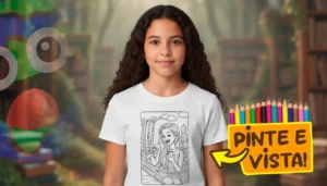Camiseta Personalizada com Desenho de Cantora Sertaneja para Colorir