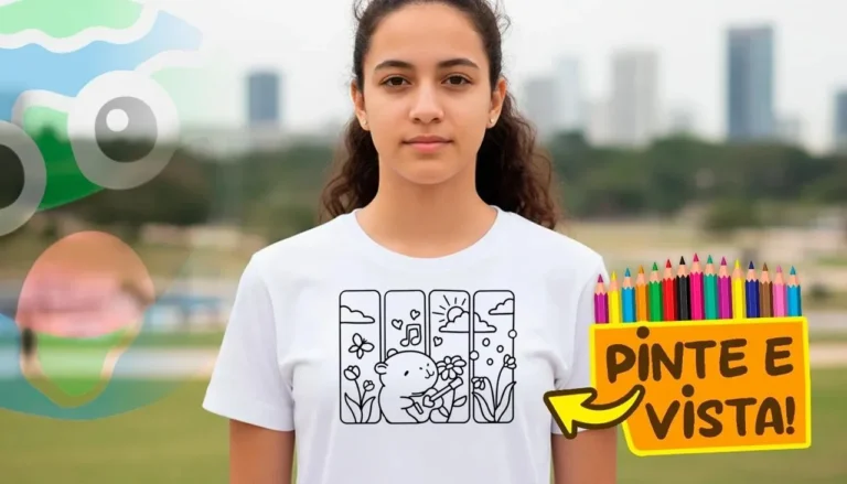 Desenho para colorir e personalizar: Camiseta Personalizada com Desenho de Capivara Fofa para Colorir