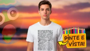 Camiseta Personalizada com Desenho Tribal Abstrato para Colorir