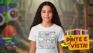 Camiseta Personalizada com Desenho de Gatinhos Engraçados para Colorir