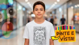 Camiseta Personalizada Gato Fractal para Colorir e Usar