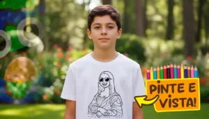 Camiseta Personalizada da Monalisa alegre para colorir e criar