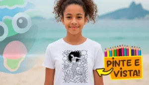 Camiseta Personalizada com Mosaico de Sereia para Colorir