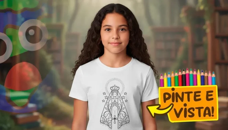 Desenho para colorir e personalizar: Camiseta Personalizada Nossa Senhora Aparecida: Pinte Online e Receba em Casa