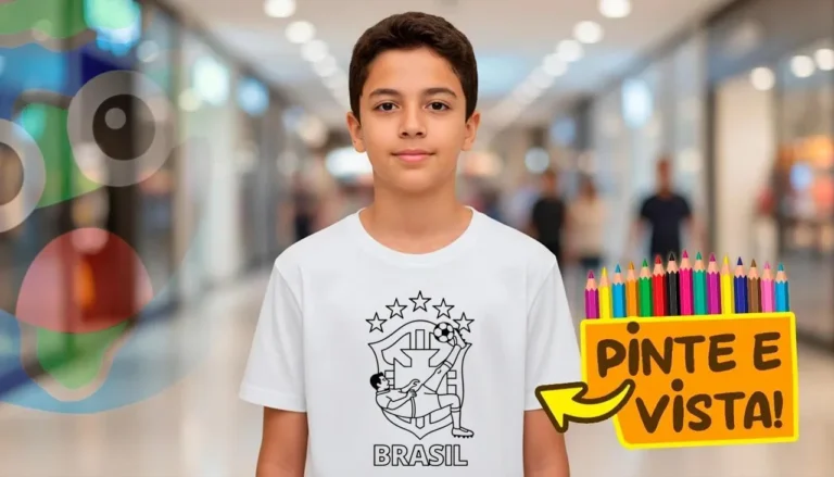 Desenho para colorir e personalizar: Camiseta Personalizada com Desenho da Seleção Brasileira para Colorir