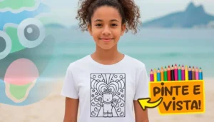 Camiseta Personalizada com Ursinho do Carnaval para Colorir