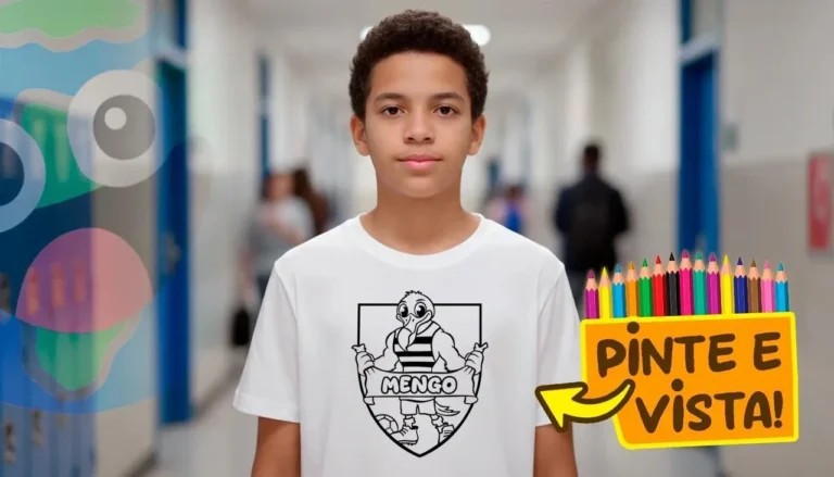 Desenho para colorir e personalizar: Camiseta Personalizada do Urubu do Flamengo para Colorir e Criar