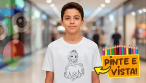 Camiseta Personalizada com Vestido de Princesa para Colorir