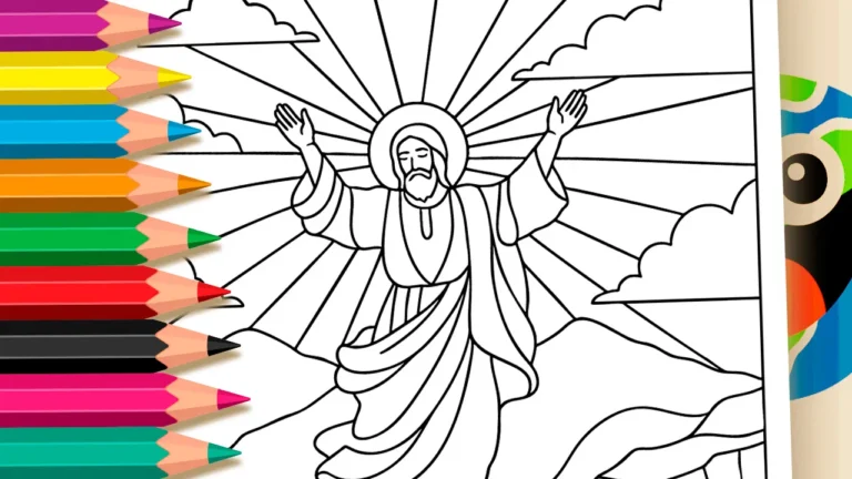 Desenho da Ascensão de Jesus para Colorir Online