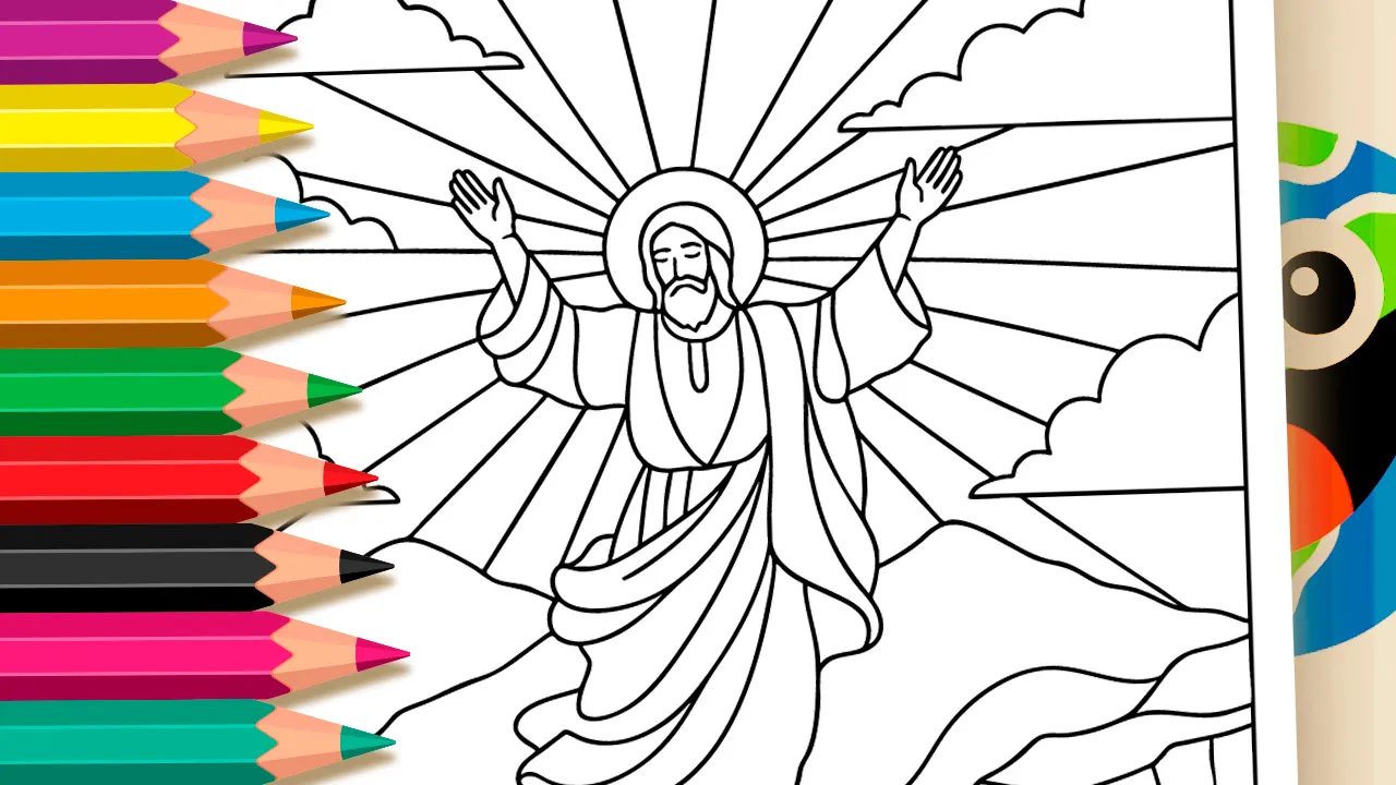 Desenho da Ascensão de Jesus para Colorir Online