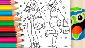 Desenho para colorir Desenho de Amigas na Moda para Colorir: Pinte Online ou Imprima Grátis