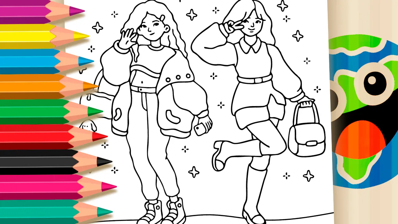 Desenho de Amigas na Moda para Colorir: Pinte Online ou Imprima Grátis