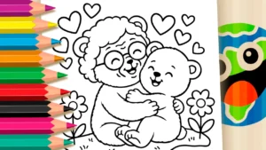 Desenho para colorir Desenho de Amor de Vovó para Colorir: Pinte Online ou Imprima em PDF Grátis
