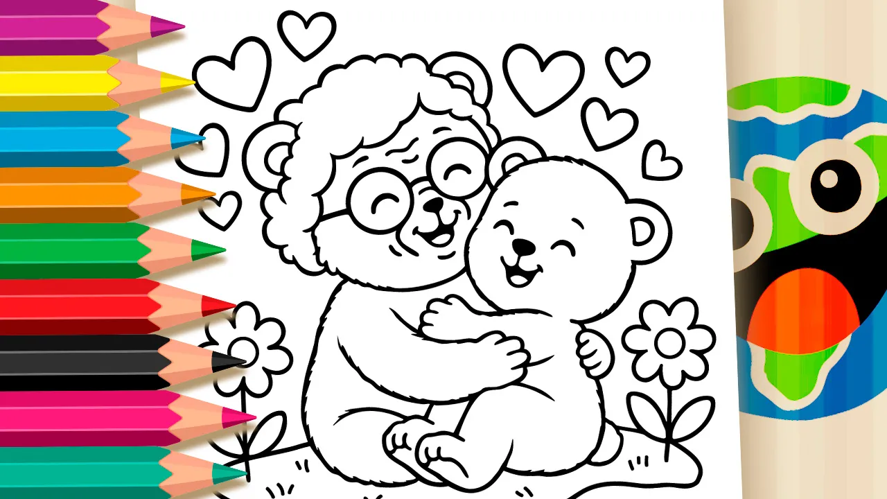 Desenho de Amor de Vovó para Colorir: Pinte Online ou Imprima em PDF Grátis