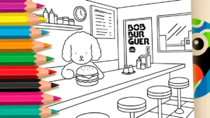 Desenho para colorir Desenho de Bob Burguer para Colorir: Pinte o Cachorrinho na Lanchonete Online ou Imprima