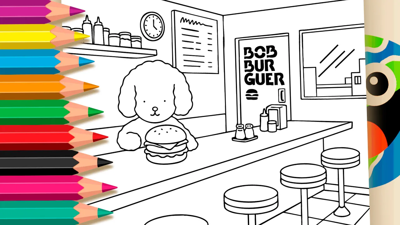 Desenho de Bob Burguer para Colorir: Pinte o Cachorrinho na Lanchonete Online ou Imprima