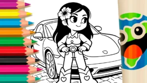 Desenho para colorir Desenho da Boiadeirinha e Seu Carro Novo para Colorir: Pinte Online ou Imprima Grátis