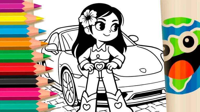 Desenho da Boiadeirinha e Seu Carro Novo para Colorir: Pinte Online ou Imprima Grátis