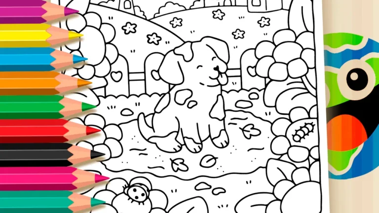 Desenho de Cachorrinho Brincando na Lama para Colorir: Pinte Online ou Imprima em PDF Grátis