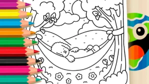 Desenho para colorir Cachorrinho Fofo na Rede para Colorir