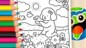Desenho para colorir Poodle no Campo para Colorir Online