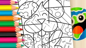 Desenho para colorir Desenho de Cachorro Romero Britto para Colorir: Arte Pop Online e PDF Grátis
