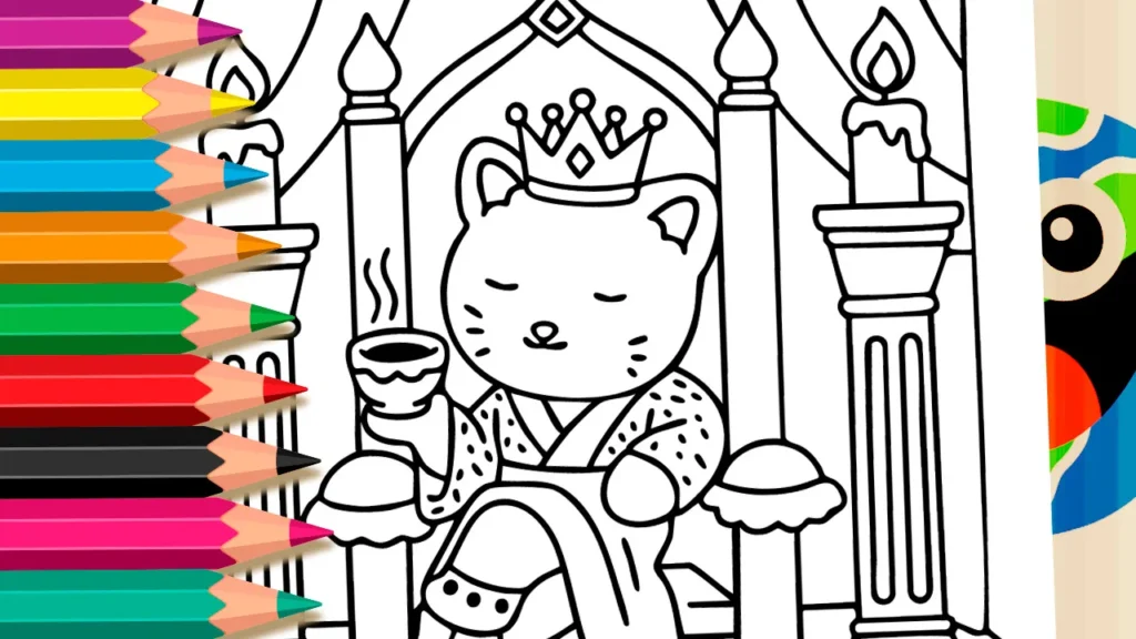 Desenho de Café da Rainha para Colorir: Pinte Online ou Imprima em PDF Grátis