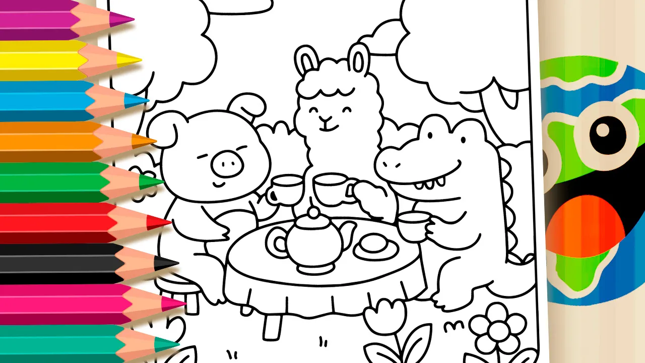 Desenho de Café dos Bichos para Colorir: Pinte Online ou Imprima em PDF Grátis