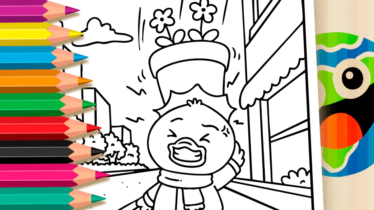 Desenho de Pato com Vaso na Cabeça para Colorir: Pinte Online ou Imprima em PDF Grátis